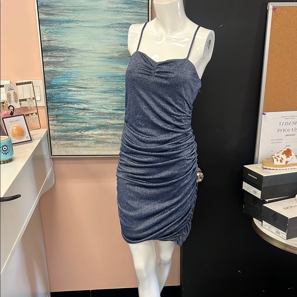 BCBGeneration Blue Ruched Bodycon Mini Dress SPL